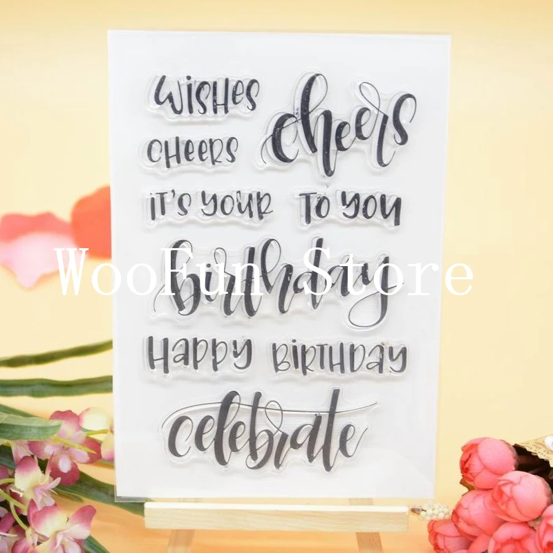 

Wishes Cheers Sentiment Rubber Clear Stamp + dies cuttings for Card Making Decoration and Scrampbooking