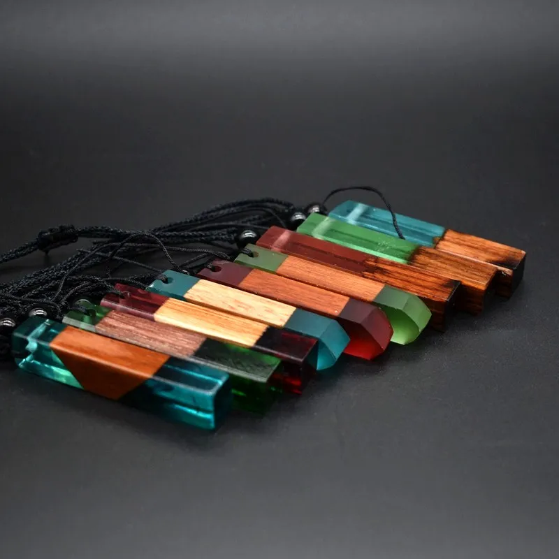 Новый модный деревянный кулон на ожерелье из смолы двухцветный ударопрочный