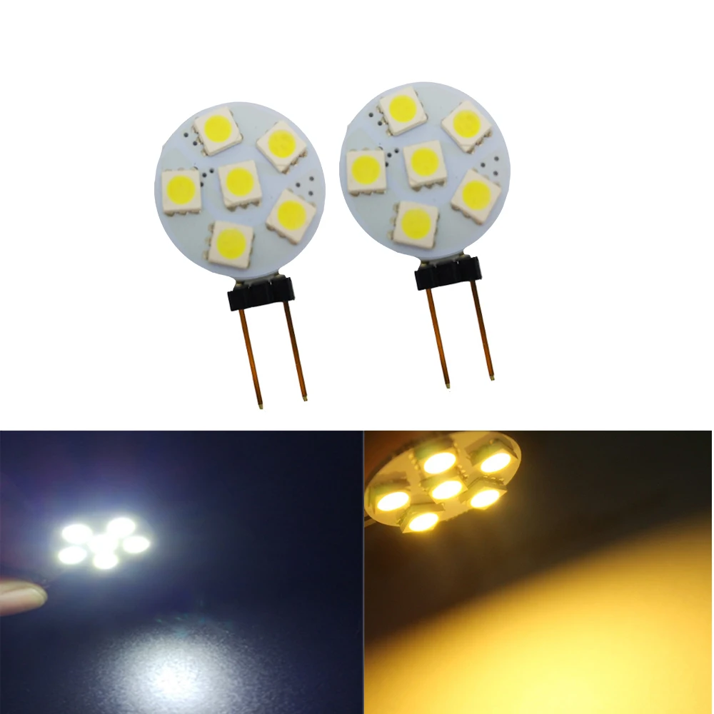 10 шт. G4 5050 6 светодиодов 12 В постоянного тока W5W SMD светодиодные домашние фонари RV