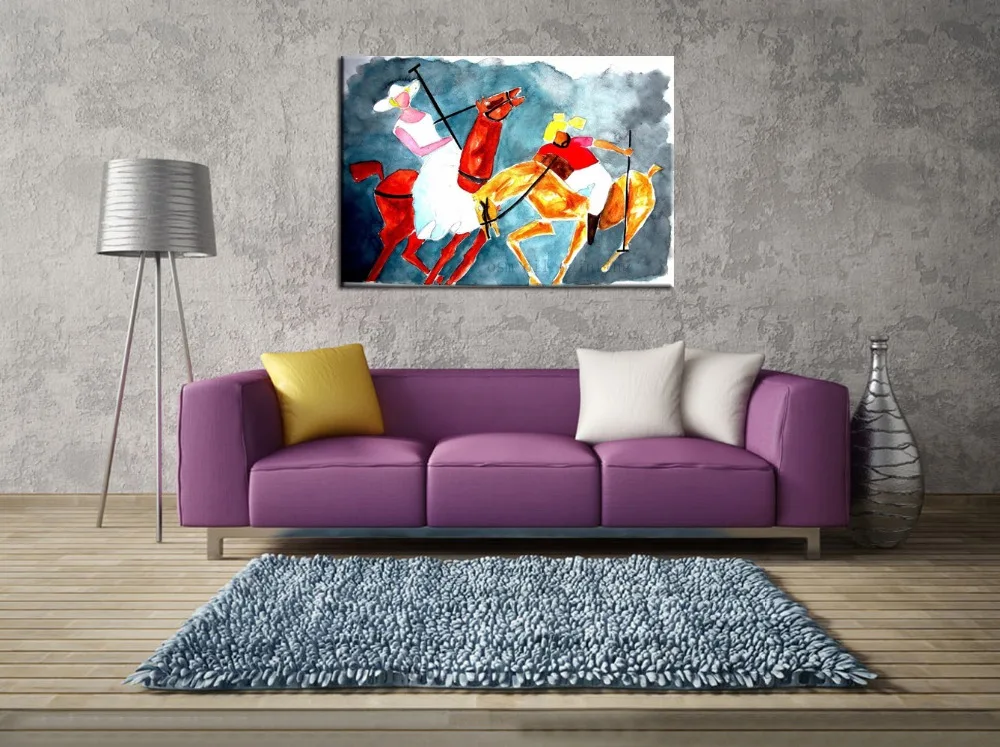 

Handpainting Wall Art Unique Gift Abstract Islamic Portrait Paint Woman and Sardar Playing Polo religious Islam Art Oil Painting