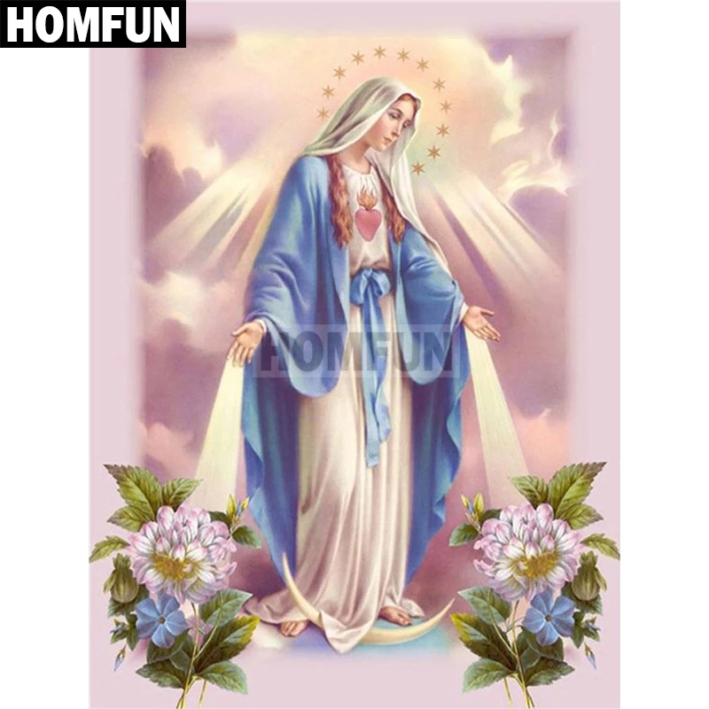 

HOMFUN Full Square/Round Drill 5D DIY Diamond Painting "Religious woman" Embroidery Cross Stitch 5D Home Decor Gift A02669
