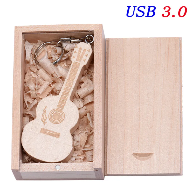 JASTER USB 3,0, креативная деревянная гитара и коробка, 4 ГБ, 8 ГБ, 16 ГБ, 32 ГБ, 64 ГБ, USB флеш-накопитель, карта памяти, логотип на заказ, креативные подарки - Цвет: maple usb box