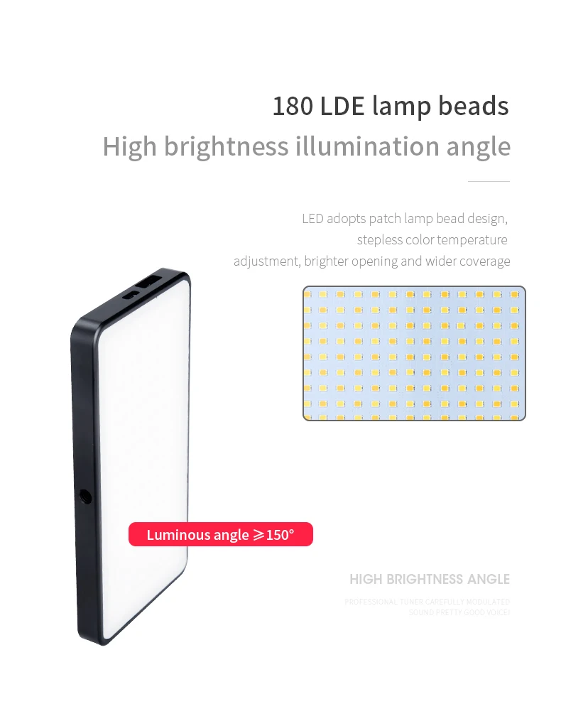 Manbily MFL-06 Mini Portable Photography Lighting Ultral Thin 4500mAh LED Video Light 180 LEDs Fill Light High CRI>96 for Camera