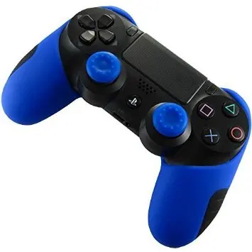 IVYUEEN, 12 цветов, для Playstation Dualshock 4, PS4 PRO, тонкий контроллер, силиконовый, толстый, половинный чехол+ 2 ручки для большого пальца - Цвет: Синий