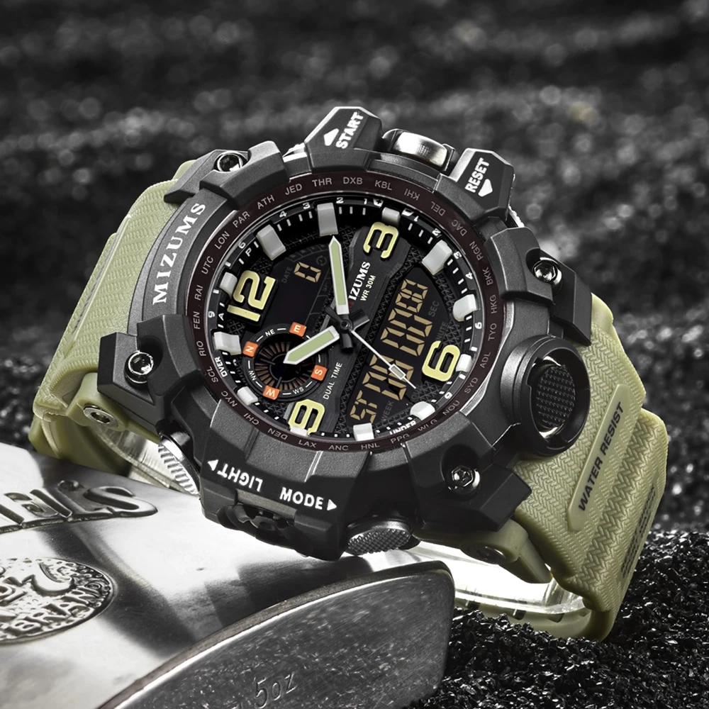 MIZUMS мужские наружные спортивные часы для мужчин водонепроницаемые военные