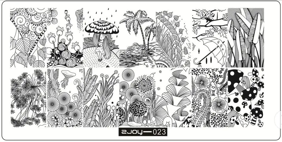 ZJOY023 Животные слова растения для ногтей штамповка пластины для дизайна ногтей штамповка изображения пластины ZJOY милый дизайн штамп для ногтей шаблон 10 узоров - Цвет: ZJOY023