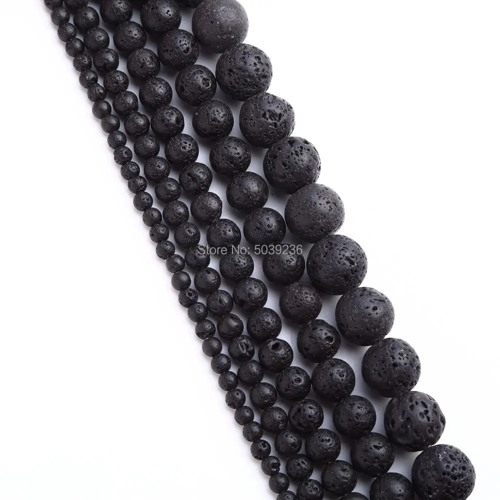 Bulk Wholesale Black Volcanic Lava Stone Beads Natural Round Loose for Jewelry Making 4 6 8 10 12mm DIY Bracelet | Украшения и