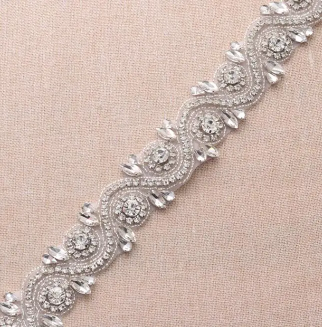 rhinestone appliques MissRDress ручная вышивка стразами пояс невесты Серебряный хрустальный свадебный пояс стразы цветок свадебный пояс для свадебных аксессуаров JK902 - Цвет: rhinestone appliques