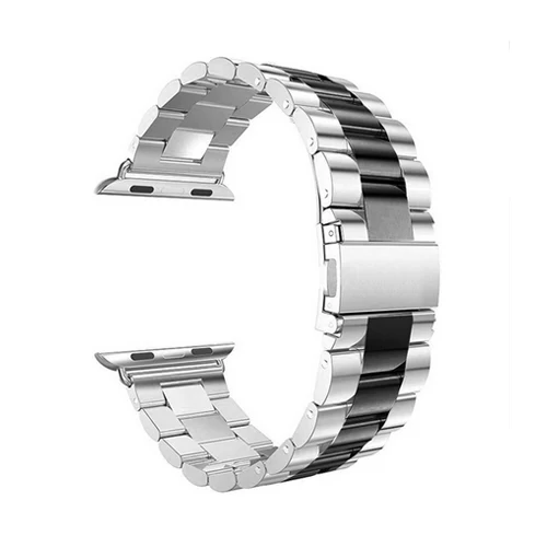 silver black Сопутствующий браслет, ремешок для apple watch 4 5 apple watch, ремешок 42 мм, 38 мм, Версия 44 мм 40 мм наручных часов iwatch серии 5/4/3/2/1 браслет для наручных часов из нержавеющей стали - Цвет ремешка: silver black