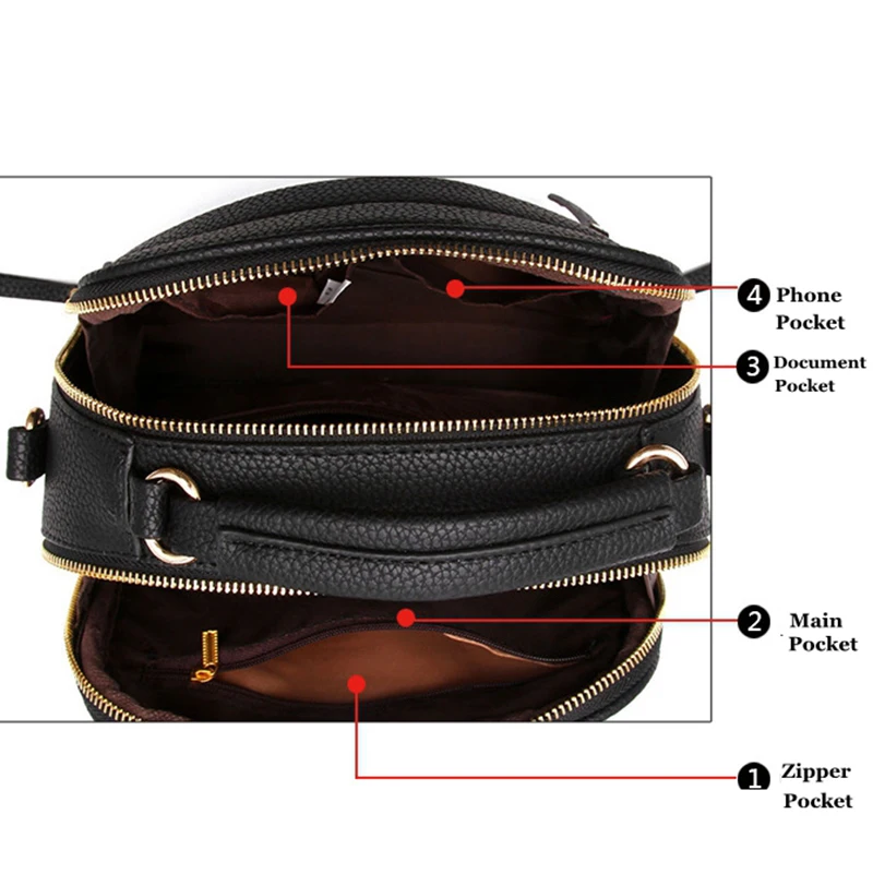 Tmyoy Женский Сумка для Для женщин кожа Сумки с двойной застежкой-молнией модные