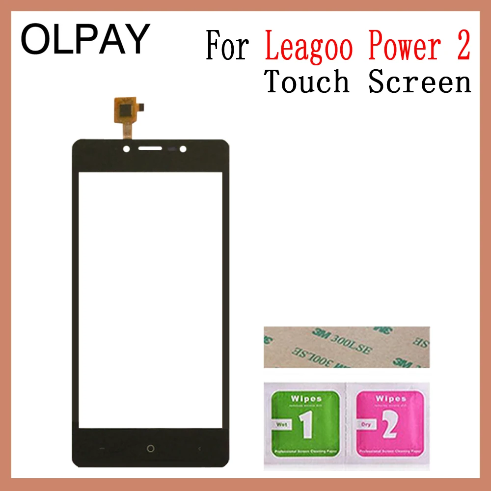 OLPAY 5,0 дюймов для Leagoo power 2 Сенсорный экран дигитайзер панель передняя внешняя передняя стеклянная линза сенсор Бесплатный клей+ салфетки