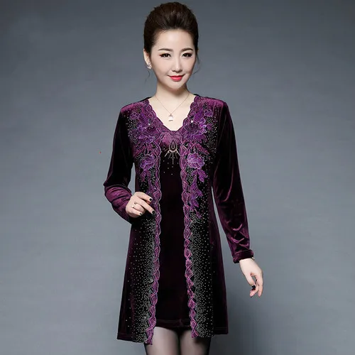 Осеннее женское платье новый стиль зимнее с v-образным вырезом и большой код Xxxxxl