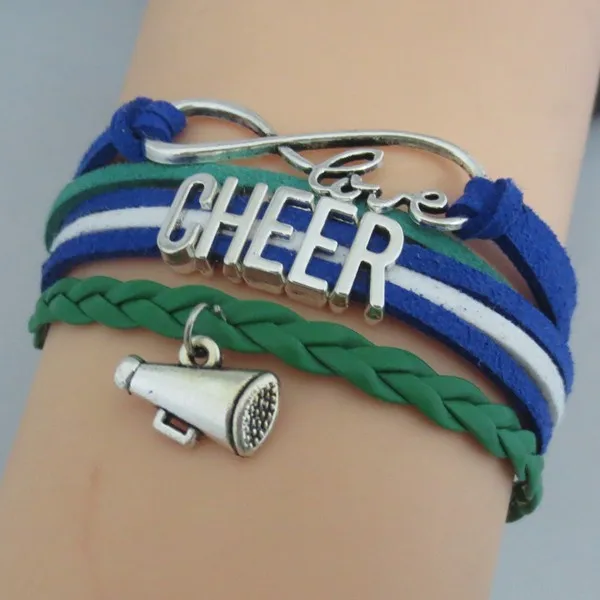 Браслет для болельщиков любовь ручной работы талисман Cheer кожаные браслеты и браслеты Модные женские ювелирные изделия подарок для болельщиков