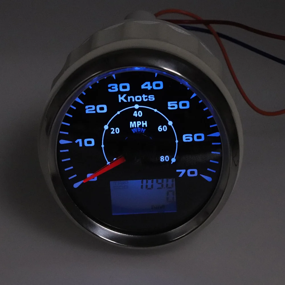Stainless Steel &amp Glass 85mm Marine Car Digital LCD Speedometer 70 Knots 80 MPH GPS Gauge with 7 Colors Backlight | Автомобили и