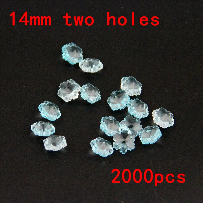 

UPS/FedEX 2000pcs Lt Aqua Crystal Snowflake Glass Loose Beads In 2 Holes Lighting Prism Pendant Beads For Curtain Accessories