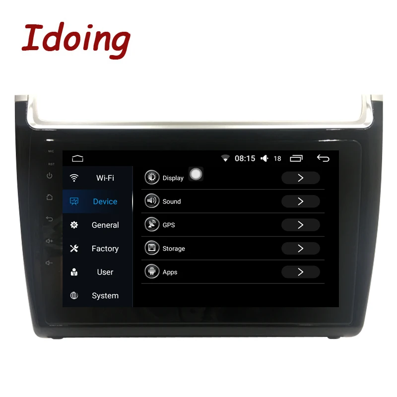 Автомобильный мультимедийный плеер Idoing 1Din 9 дюймов 2.5D IPS Android 8 0 GPS для VOLKSWAGEN Polo 2012