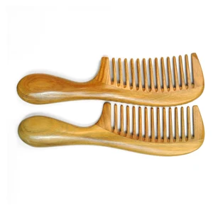 Гребни для волос Ming cheng из сандалового дерева, ручной работы, деревянные с круглой ручкой, натуральный тонкий гребень, антистатический уход