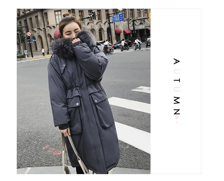 Big collar fur down parka women jacket pocket female thickening coat winter coat women down parka goose 8809