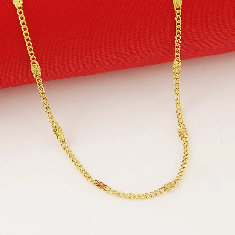 Ожерелья цепочки 2 мм 24 К желтого золота оптовая цена желтые модные роскошные