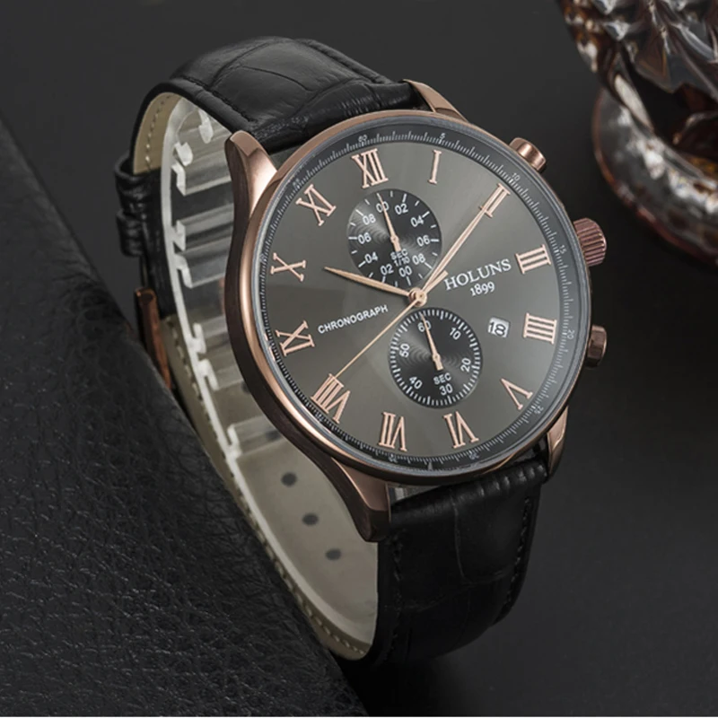 Кварцевые часы для мужчин португальский бренд Роскошный хронограф мужские кожа