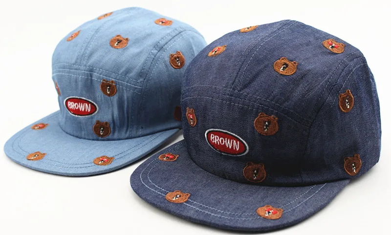 2017 Новые Летние Дети Мультфильм Медведь Вышивка Snapback Регулируемая Плоским вдоль