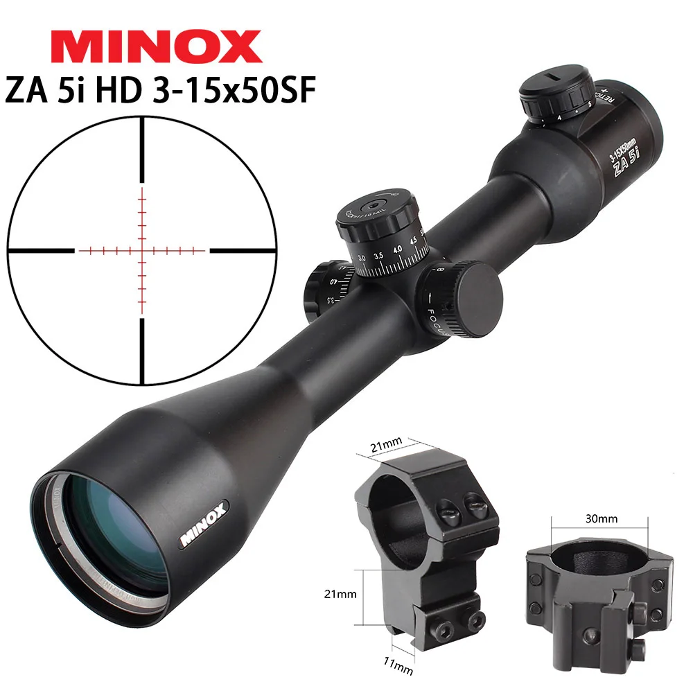 with Dovetail Rings MINOX ZA 5i HD 3-15x50 SF тактический оптический прицел из красного стекла с гравировкой, боковой прицел параллакса для охоты и стрельбы - Цвет: with Dovetail Rings
