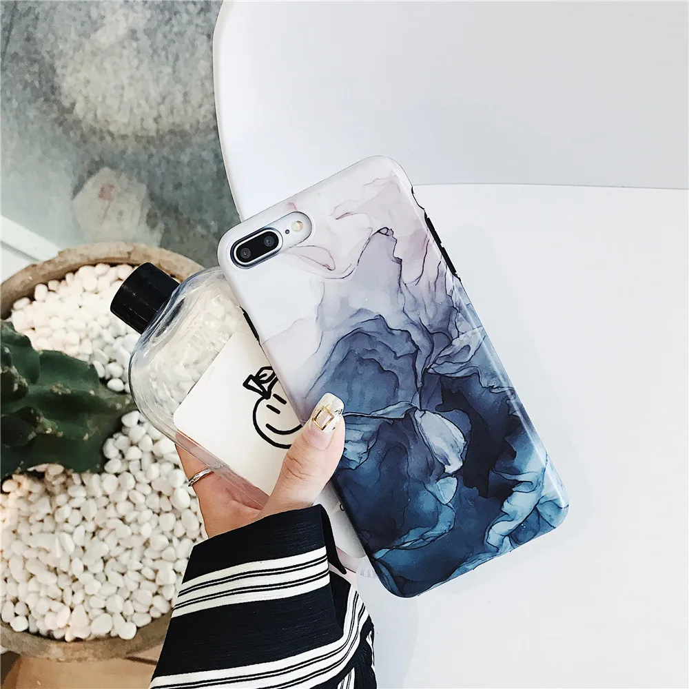 Nordic Style Retro 3D Ink Painting Phone Case For Apple iPhone X XS MAX XR 6 6s 7 8 Plus Fashion Matte Soft Silicone Capinha Hot |