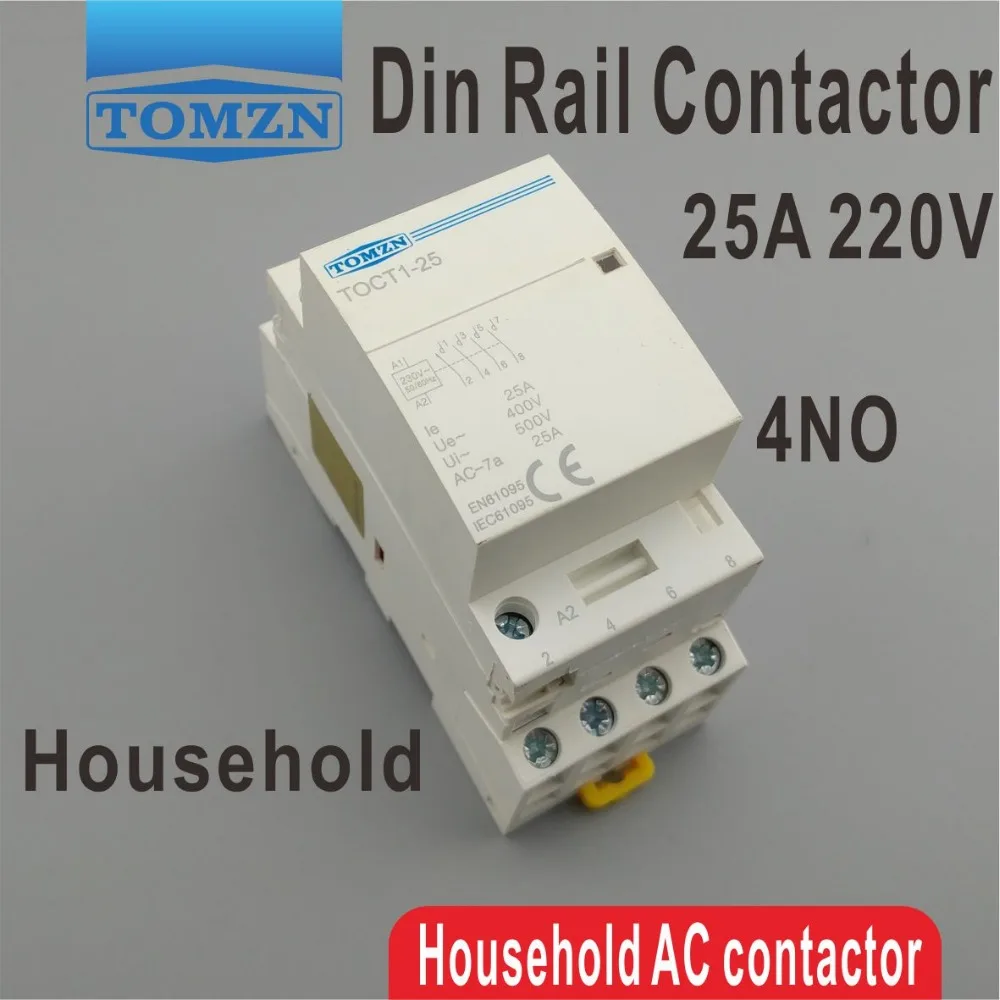 TOCT1 4P 25A 220 V/230 V 50/60HZ Din rail бытовой ac Контактор В соответствии с стандартом 4NO