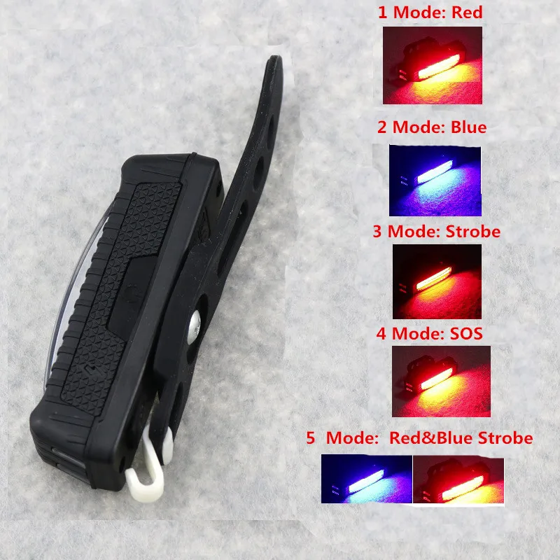 Синий + красный свет USB COB Led Перезаряжаемый Аксессуары для велосипеда велосипед