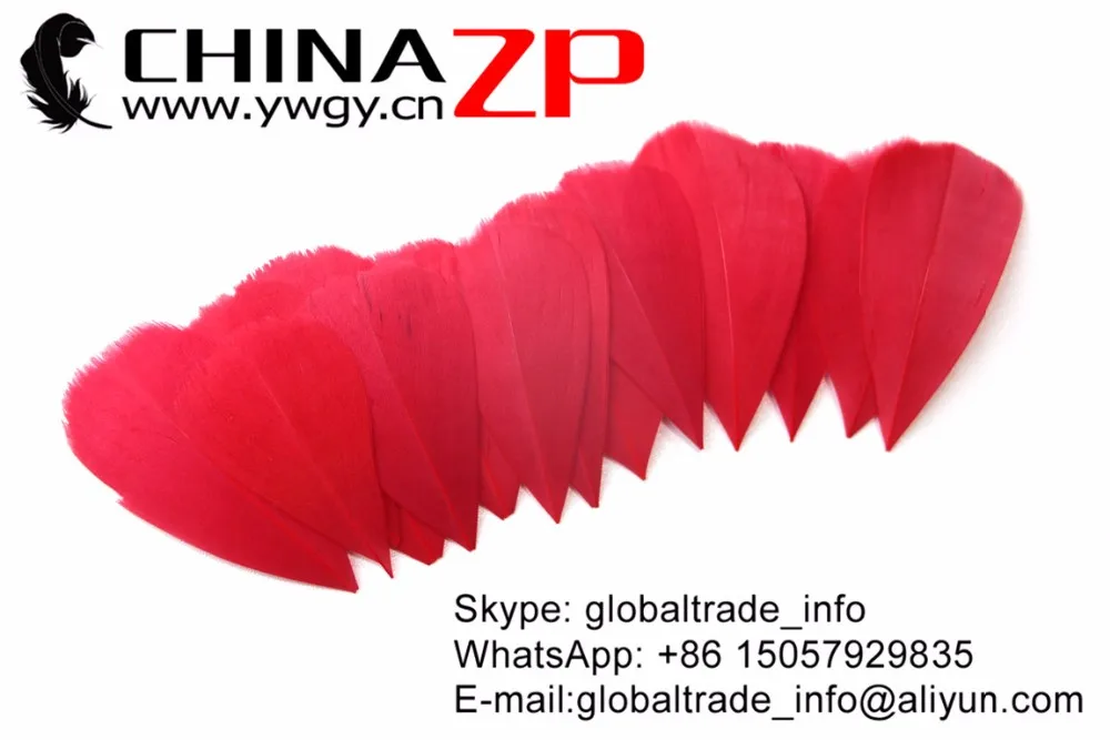 CHINAZP оптом 100 шт/партия 3~ 7 см длина выбранное качество окрашенные красные Обрезанные гусиные перья головной убор
