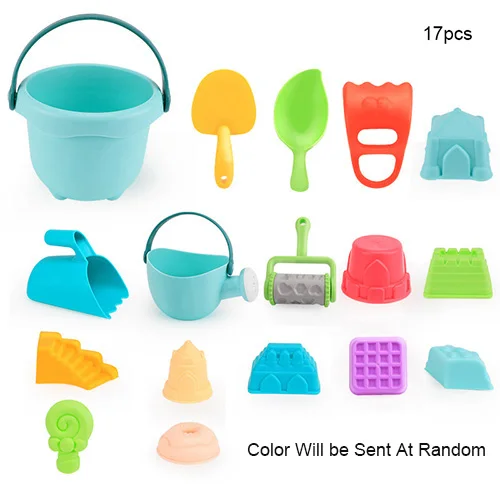 17pcs Boxi пляжные игрушки для детей 7-17 шт. детская пляжная игра игрушка детский Песочник набор игрушки для песка для пляжа вода игра подарок для детей - Цвет: 17pcs
