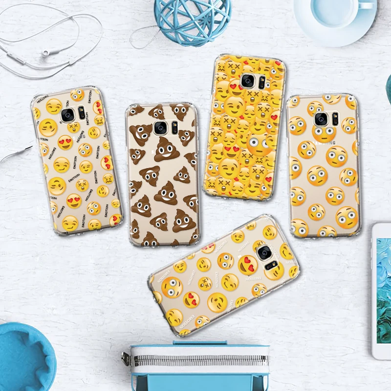 Популярные забавные улыбка изображение эмоджи ТПУ чехол для телефона Samsung Galaxy J3 J5