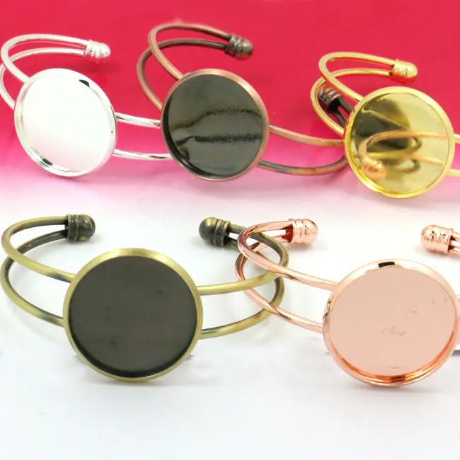 

2X Inner 20mm Cameo Bezel Cabochon Setting Bangle and Bracelets Blank base Silver/Rose Gold/ANTIQUE BRONZE DIY Jewelry