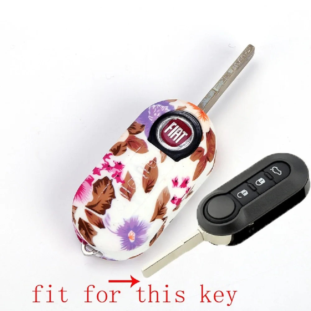 Красивый силиконовый чехол для ключей автомобиля 500 3 кнопки флип дистанционный
