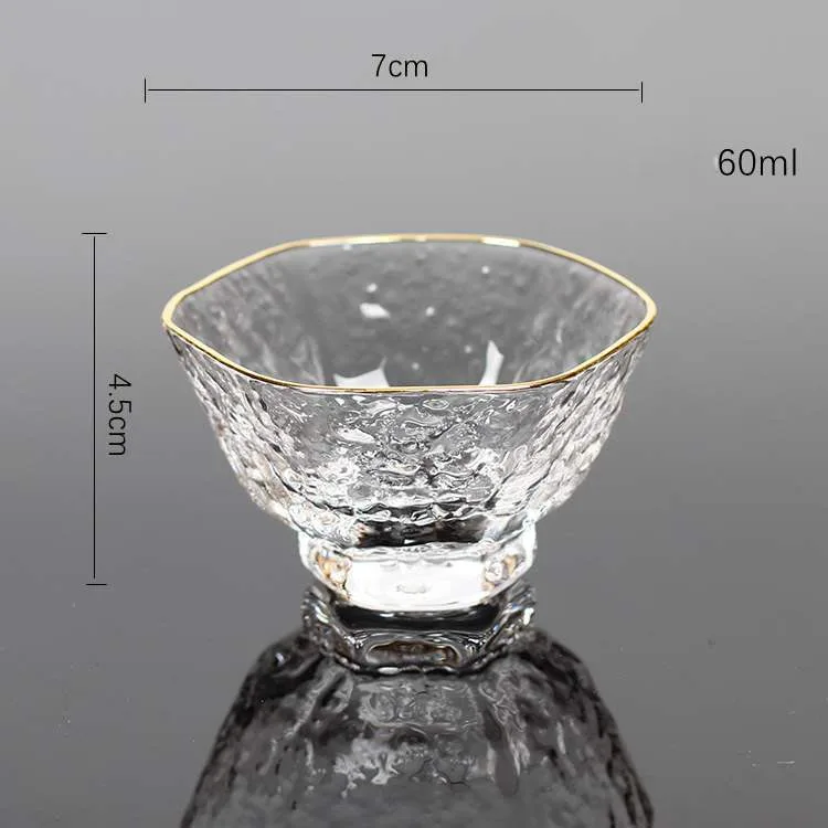 Ручная работа 60 мл японские шестигранные стаканчики с молотком Позолоченные