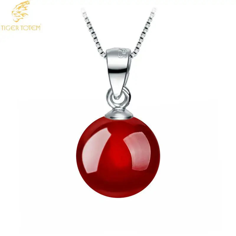 Женское ожерелье с подвеской шариком из натурального красного и черного камня|f