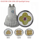 10 шт., суперъяркие светодиодные лампы GU10, 9 Вт, 12 Вт, 15 Вт, 110 В, 220 В