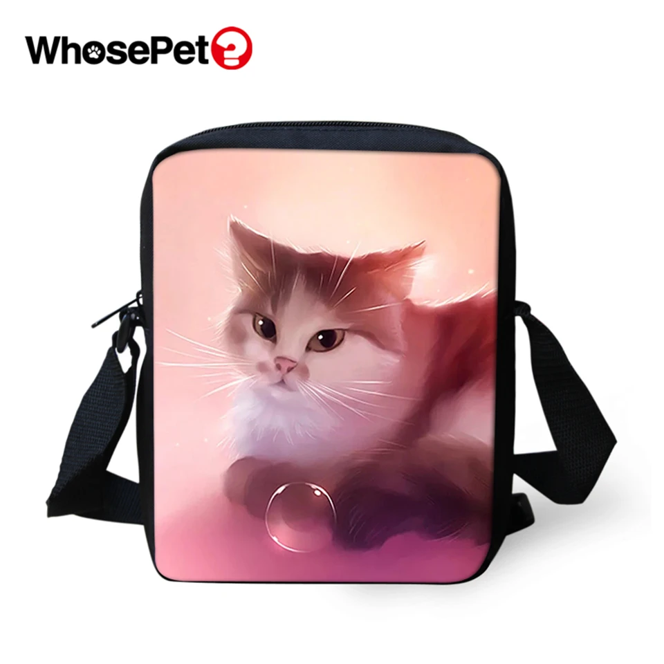 WHOSEPET женские сумки-мессенджеры с мультяшными кошками принтами животных через