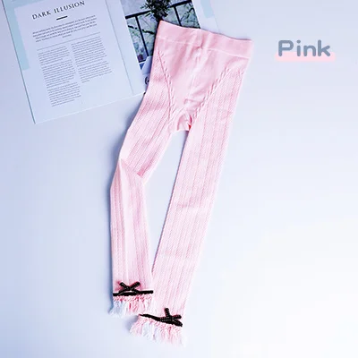 Pink Леггинсы для девочек; сезон осень-зима; плотные теплые брюки; Детские обтягивающие кружевные брюки; брюки для балета; 5 цветов; леггинсы для девочек - Цвет: Pink