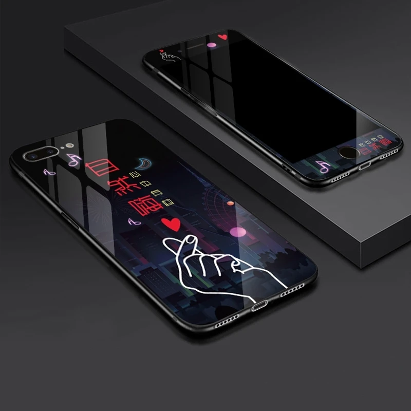 Чехол для телефона iPhone 8X7 6 6 S Plus Передняя пластина из закаленного стекла и роскошная задняя крышка из закаленного стекла Гибридный противоударный