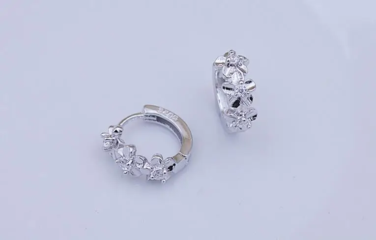 Anenjery pendientes, 925 пробы, серебряные, 3 цветка, циркониевые серьги-гвоздики для женщин, brincos oorbellen, Букле д 'ореиль, S-E13