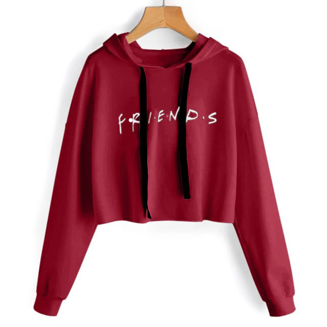 Модная свободная укороченная толстовка с надписью Friends для женщин толстовки