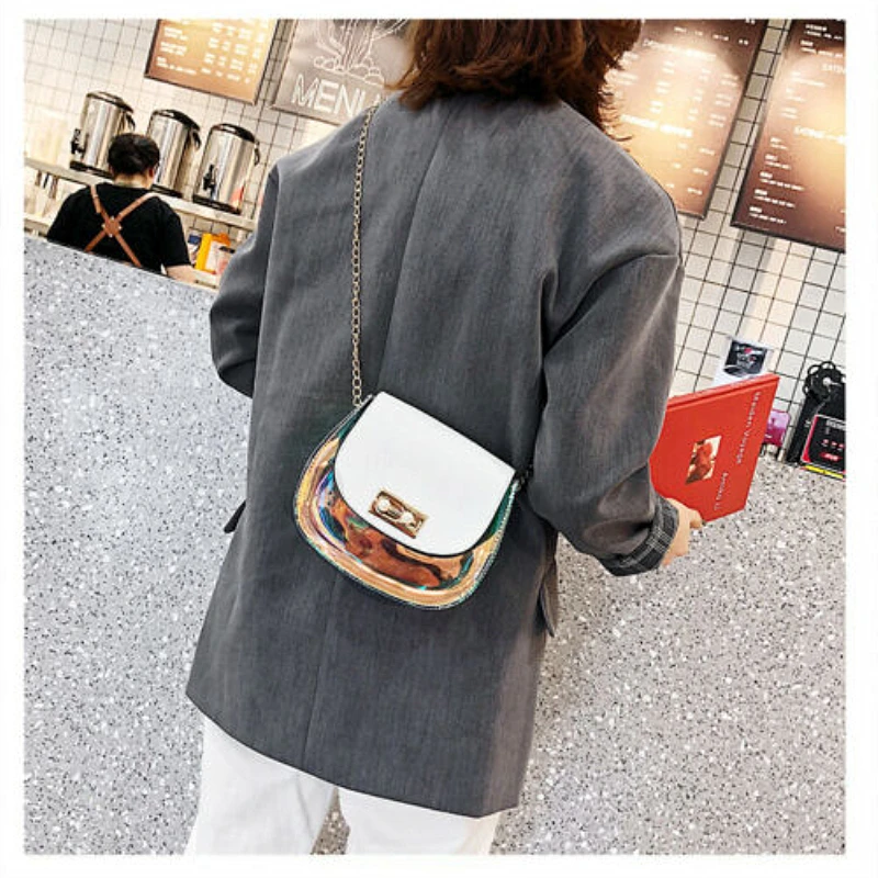 

Women Ladies Faux Leather Handbag Laser Messenger Cross Body Shoulder Purse Bag Mini Tote Purse Satchel