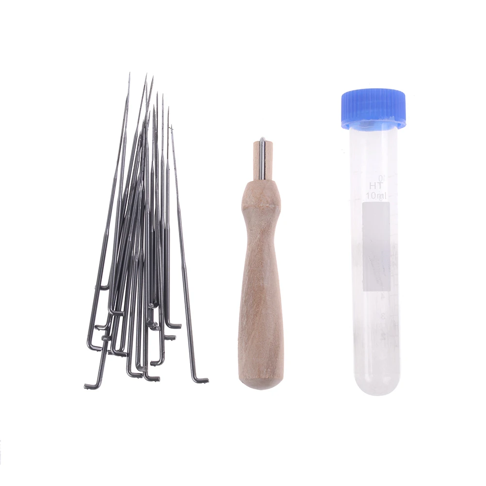 18 шт набор Тонкий Войлок 3 размера валяние держатель игл деревянная ручка шерсть