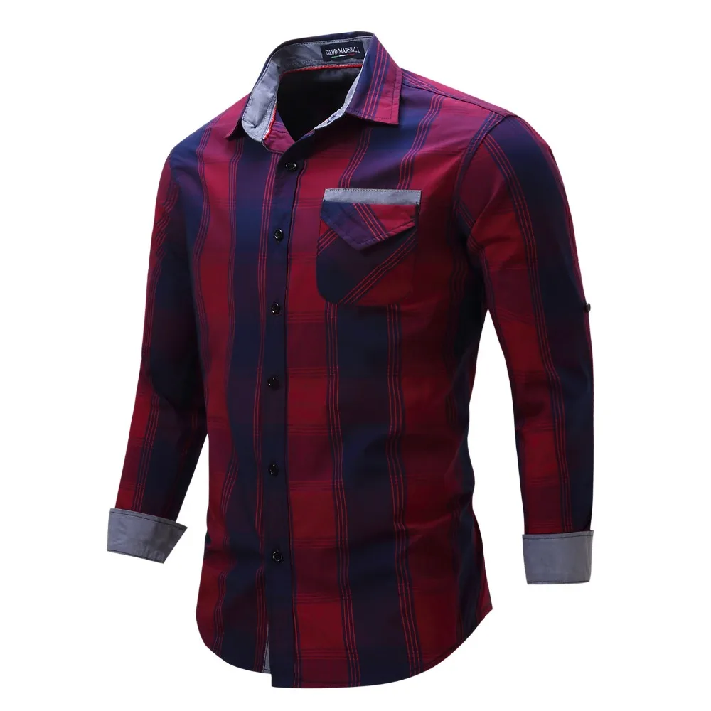 Новая мода мужские рубашки с длинным рукавом случайные бренд clothing fit полосатый