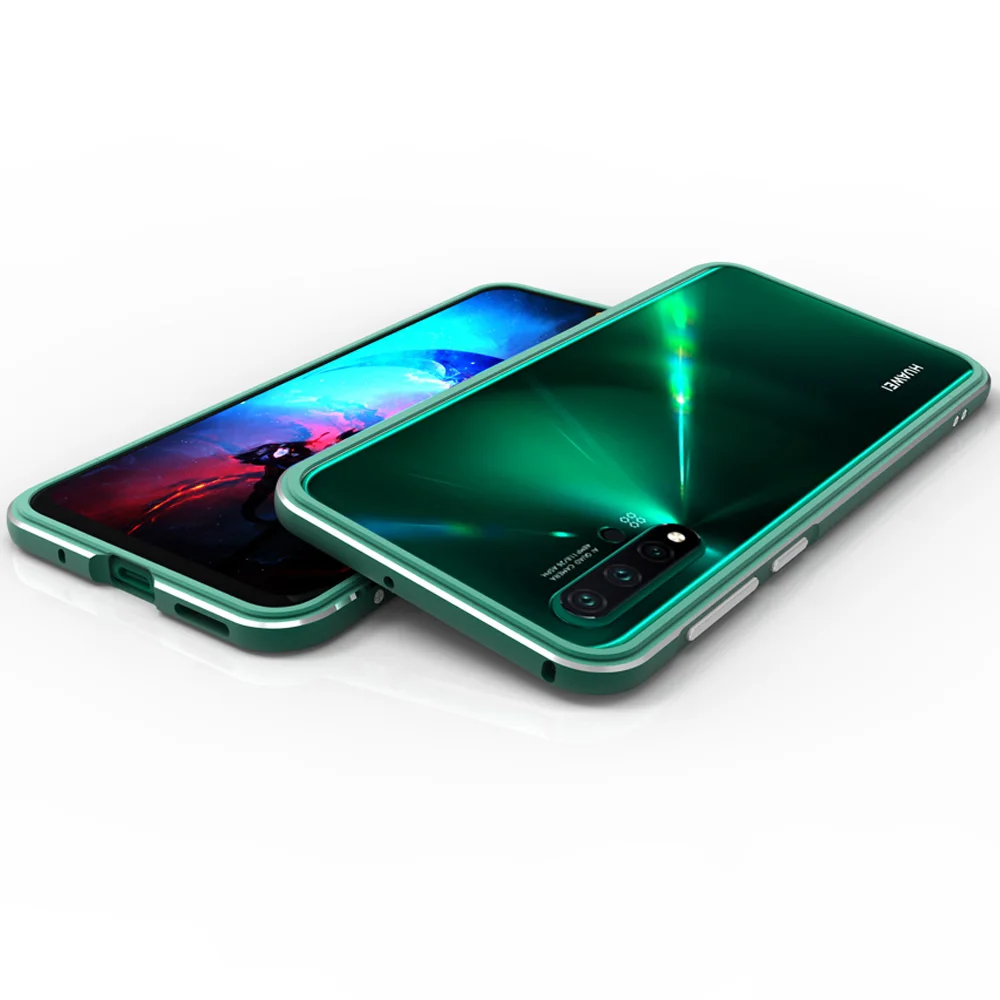 Зеленый Чехол для huawei Nova 5 pro, алюминиевый чехол-бампер для huawei Nova 5, чехол, роскошная металлическая рамка для Nova 5i P20 Lite, чехол - Цвет: Зеленый