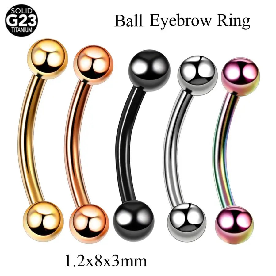 Eyebrow Ball 8mm 1 шт. G23 титановые кольца для носа, губ, ушей, хряща, пирсинга, бровей, подковообразные кольца, пирсинг, кольцо из бисера, Сексуальные Ювелирные изделия для пирсинга - Окраска металла: Eyebrow Ball 8mm