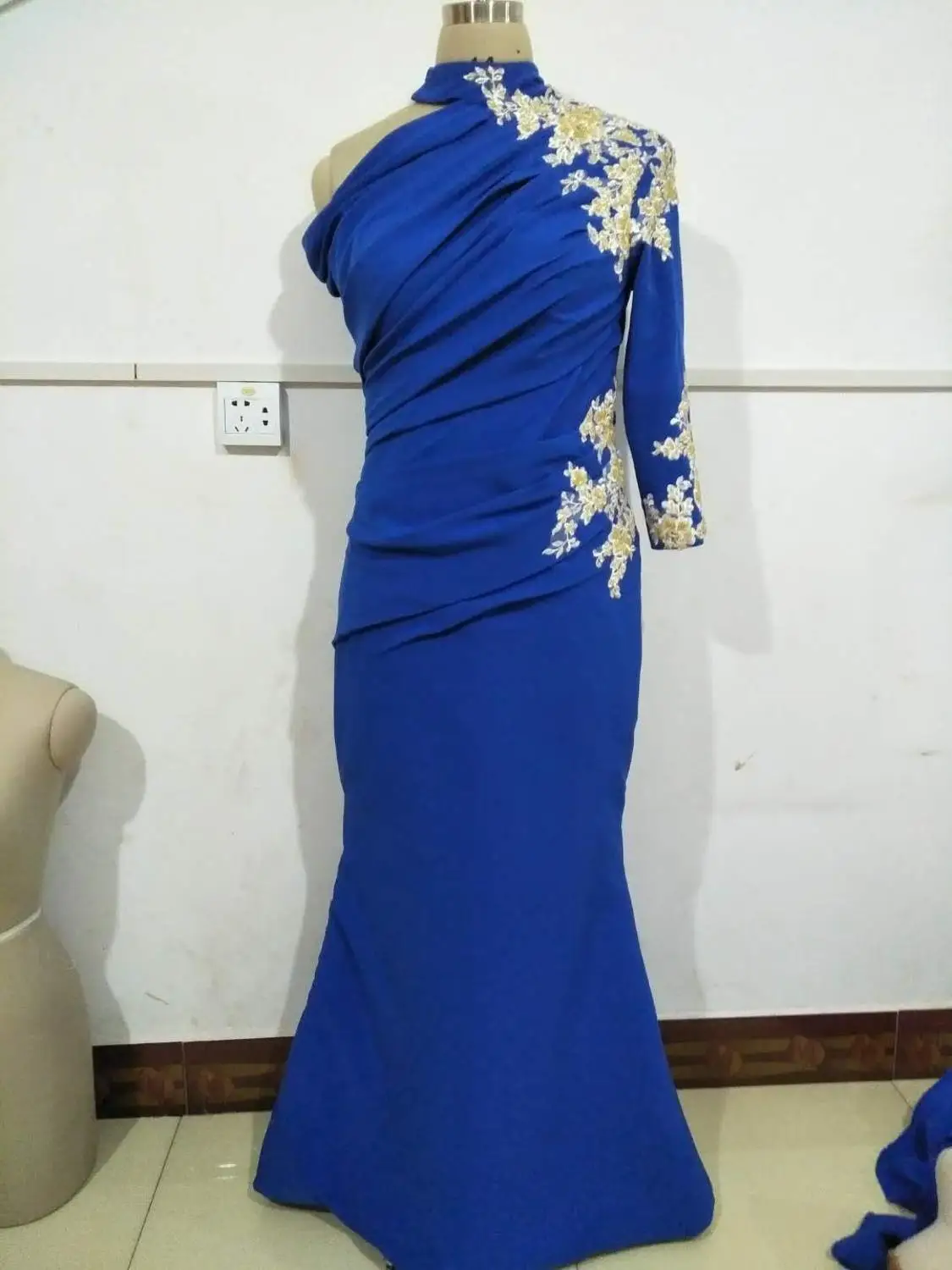 New Arrival One sleeve Royal blue Arabic evening dresses 2021 Lace Party abiye kaftan dubai Evening gowns | Свадьбы и торжества