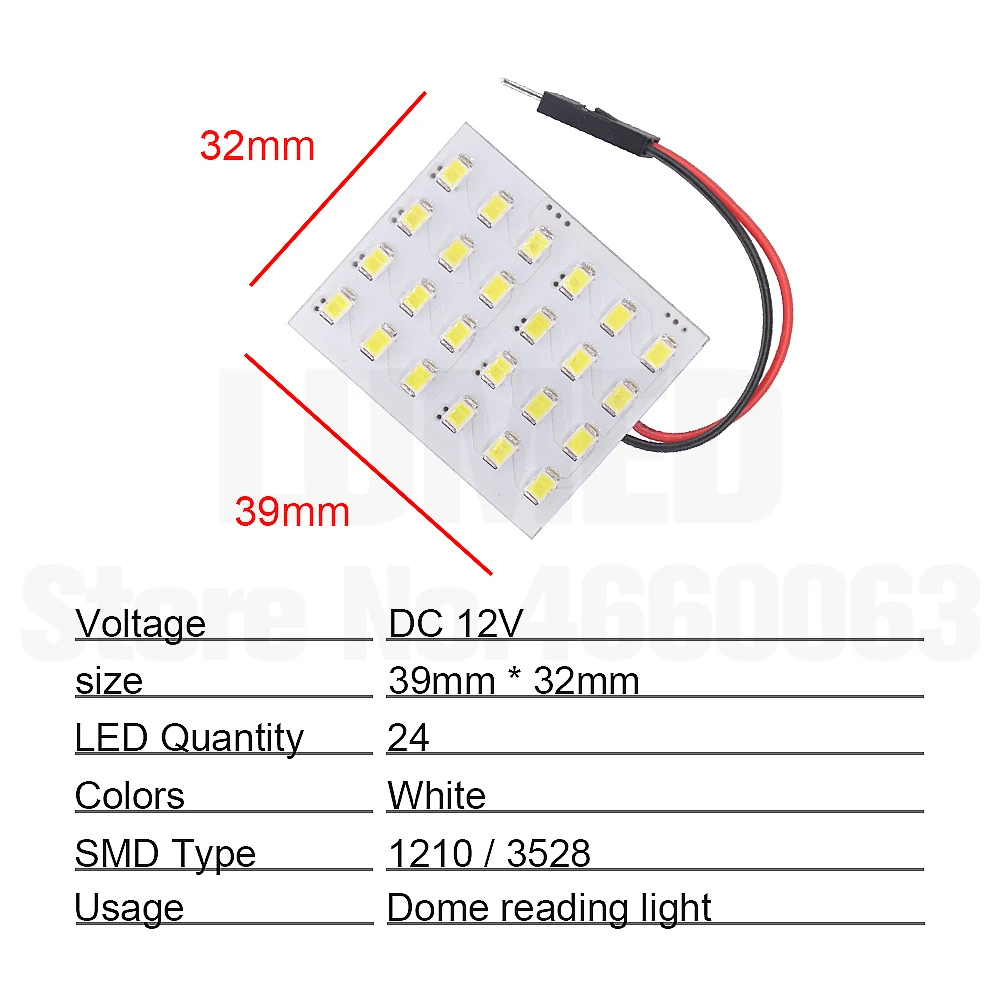 2x T10 1210 SMD Автомобильный светодиодный панельный светильник для автомобиля, автоматический внутренний светильник, купольная лампа для чтения, лампочка BA9S, гирлянда, DC 12V