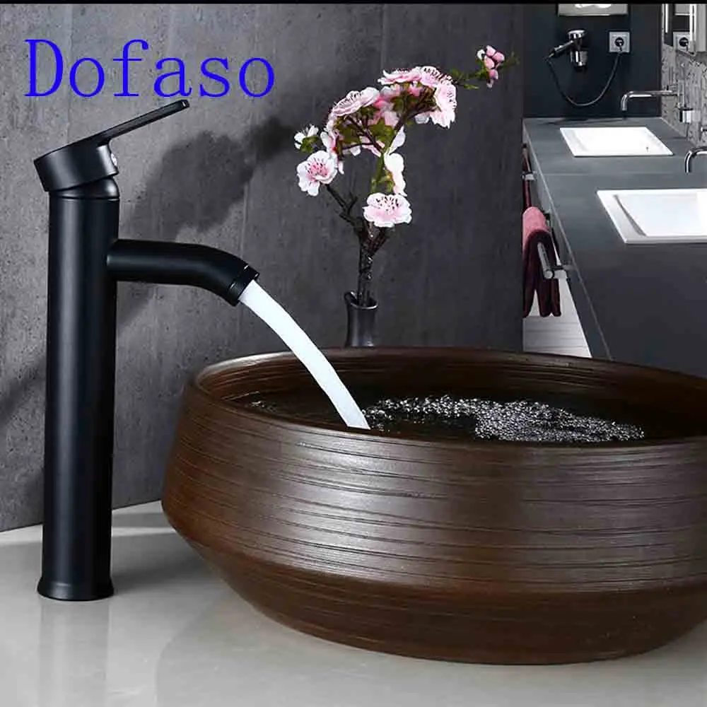 Dofaso Черный твердый 304 Смеситель для ванной комнаты холодной и горячей воды с